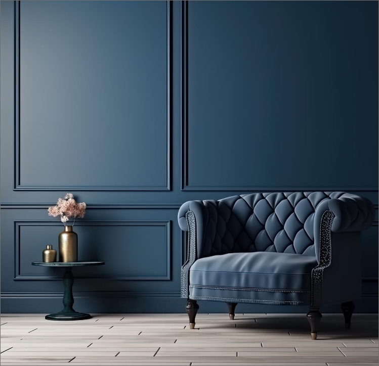 blue-armchair-against-blue-wall-living-room-interior-elegant-interior-design-with-copy-space-ai-generative
